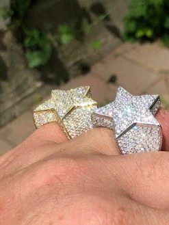 Men's Hip Hop 3D STAR Solid 925 Silver 5ct Diamond Pinky RING 14k Gold Real ICED 16 Men's Hip Hop 3D STAR Solid 925 Silver 5ct Diamond Pinky RING 14k Gold Real ICED -Harlem Bling Shop harlembling mens hip hop 3d star solid 925 silver 5ct diamond pinky ring 14k gold real iced 03424.1664374147