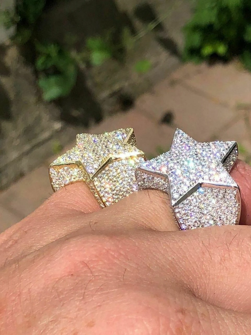 Men's Hip Hop 3D STAR Solid 925 Silver 5ct Diamond Pinky RING 14k Gold Real ICED 5 Men's Hip Hop 3D STAR Solid 925 Silver 5ct Diamond Pinky RING 14k Gold Real ICED - Image 3