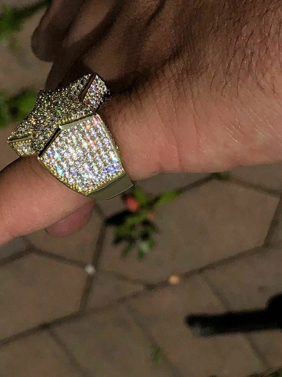 Men's Hip Hop 3D STAR Solid 925 Silver 5ct Diamond Pinky RING 14k Gold Real ICED 7 Men's Hip Hop 3D STAR Solid 925 Silver 5ct Diamond Pinky RING 14k Gold Real ICED - Image 5