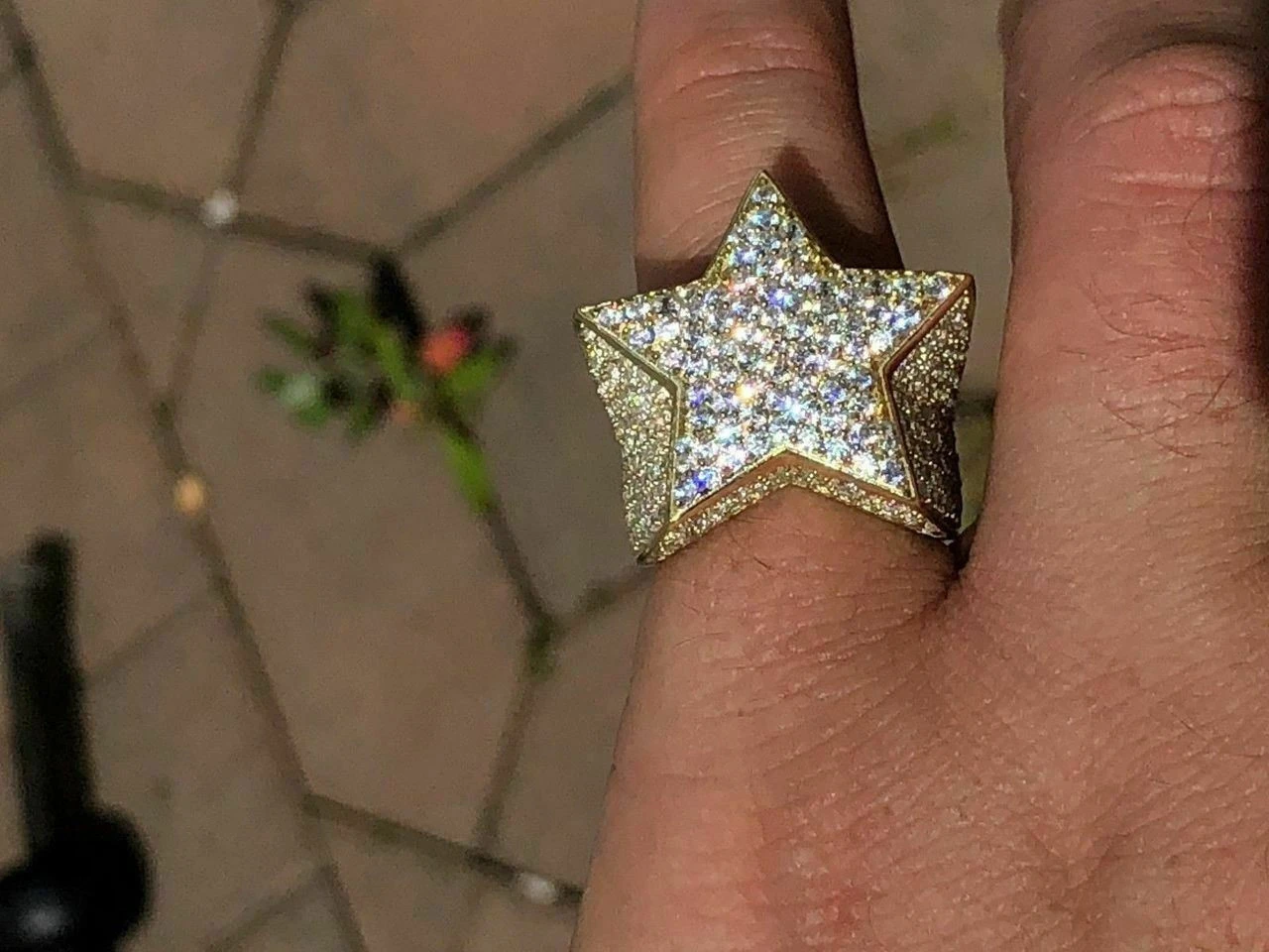 Men's Hip Hop 3D STAR Solid 925 Silver 5ct Diamond Pinky RING 14k Gold Real ICED 10 Men's Hip Hop 3D STAR Solid 925 Silver 5ct Diamond Pinky RING 14k Gold Real ICED - Image 8