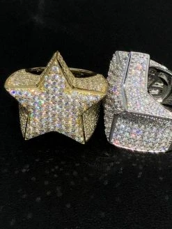 Men's Hip Hop 3D STAR Solid 925 Silver 5ct Diamond Pinky RING 14k Gold Real ICED 19 Men's Hip Hop 3D STAR Solid 925 Silver 5ct Diamond Pinky RING 14k Gold Real ICED -Harlem Bling Shop harlembling mens hip hop 3d star solid 925 silver 5ct diamond pinky ring 14k gold real iced 86887.1664387542