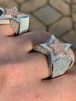 Men's Hip Hop 3D STAR Solid Rose Gold & 925 Silver Diamond Pinky RING Real Icy! 16 Men's Hip Hop 3D STAR Solid Rose Gold & 925 Silver Diamond Pinky RING Real Icy! -Harlem Bling Shop harlembling mens hip hop 3d star solid rose gold and 925 silver diamond pinky ring real icy 36036.1664379188