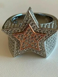 Men's Hip Hop 3D STAR Solid Rose Gold & 925 Silver Diamond Pinky RING Real Icy! 19 Men's Hip Hop 3D STAR Solid Rose Gold & 925 Silver Diamond Pinky RING Real Icy! -Harlem Bling Shop harlembling mens hip hop 3d star solid rose gold and 925 silver diamond pinky ring real icy 46500.1664397585