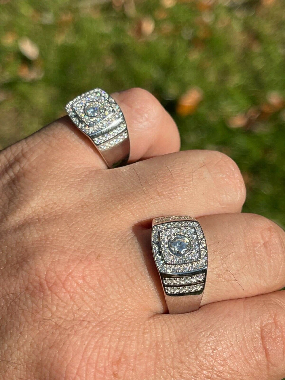 Men's Hip Hop Out Iced Moissanite Ring Real 925 Silver Pinky Passes Diamond Test 4 Men's Hip Hop Out Iced Moissanite Ring Real 925 Silver Pinky Passes Diamond Test - Image 2