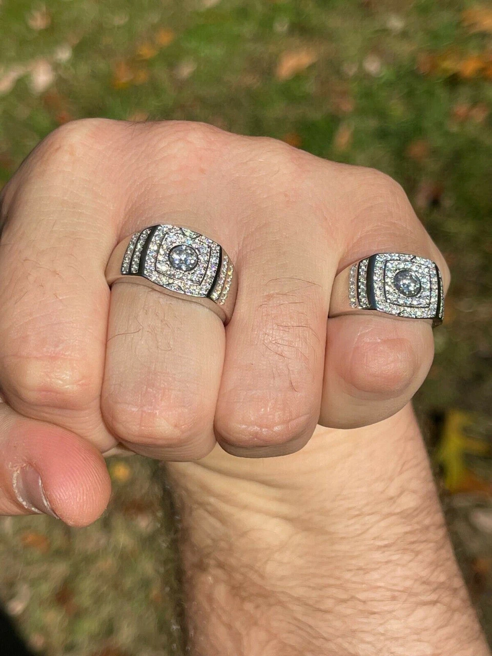 Men's Hip Hop Out Iced Moissanite Ring Real 925 Silver Pinky Passes Diamond Test 9 Men's Hip Hop Out Iced Moissanite Ring Real 925 Silver Pinky Passes Diamond Test - Image 7