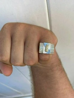 Mens Hip Hop Real 14k Yellow Gold Over Solid 925 Silver Virgin Mary Ring Iced -Harlem Bling Shop harlembling mens hip hop real 14k yellow gold over solid 925 silver virgin mary ring iced 18152.1664396570