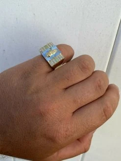 Mens Hip Hop Real 14k Yellow Gold Over Solid 925 Silver Virgin Mary Ring Iced -Harlem Bling Shop harlembling mens hip hop real 14k yellow gold over solid 925 silver virgin mary ring iced 46809.1664380853