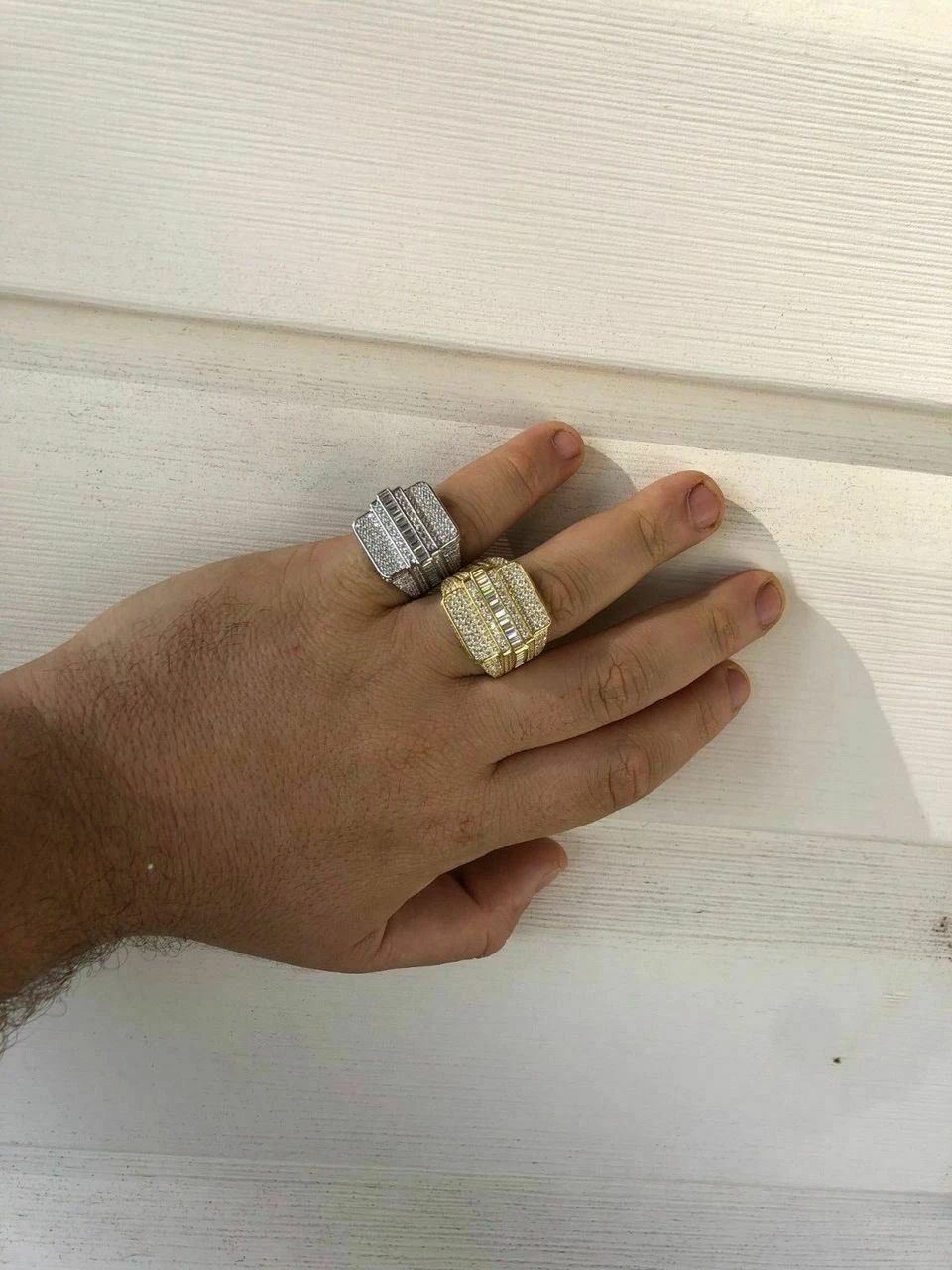 Men's Hip Hop REAL ICY Solid 925 Silver 5ct Baguette CZ Pinky RING 14k Gold 10 Men's Hip Hop REAL ICY Solid 925 Silver 5ct Baguette CZ Pinky RING 14k Gold - Image 8