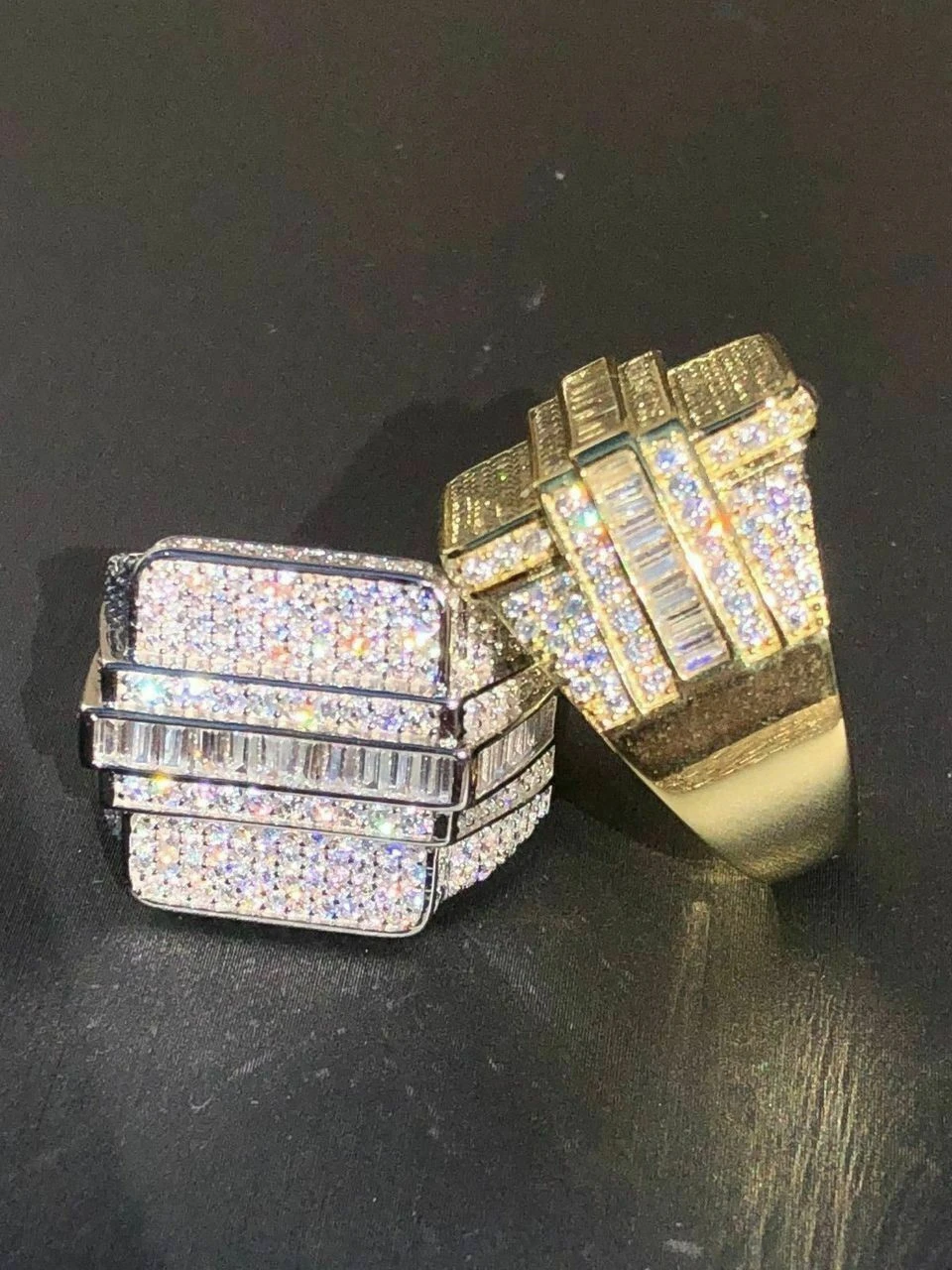 Men's Hip Hop REAL ICY Solid 925 Silver 5ct Baguette CZ Pinky RING 14k Gold 6 Men's Hip Hop REAL ICY Solid 925 Silver 5ct Baguette CZ Pinky RING 14k Gold - Image 4