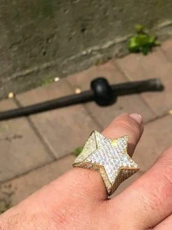 Men's Hip Hop Solid 925 Silver Iced Pinky Star Ring MOISSANITE Pass Diamond Test -Harlem Bling Shop harlembling mens hip hop solid 925 silver iced pinky star ring moissanite pass diamond test 36061.1664381934