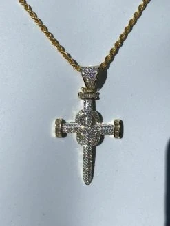Mens HIP HOP Solid 925 Silver Super Iced Diamond Nail Cross 2" Pendant 14k Gold 15 Mens HIP HOP Solid 925 Silver Super Iced Diamond Nail Cross 2" Pendant 14k Gold -Harlem Bling Shop harlembling mens hip hop solid 925 silver super iced diamond nail cross 2 pendant 14k gold 07609.1664376547
