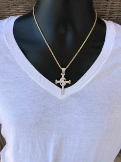 Mens HIP HOP Solid 925 Silver Super Iced Diamond Nail Cross 2" Pendant 14k Gold 14 Mens HIP HOP Solid 925 Silver Super Iced Diamond Nail Cross 2" Pendant 14k Gold -Harlem Bling Shop harlembling mens hip hop solid 925 silver super iced diamond nail cross 2 pendant 14k gold 83403.1664384991
