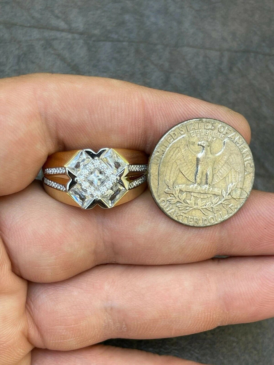 Men's Iced 14k Gold & Real Solid 925 Silver Diamond RING Size 6 7 8 9 10 11 12 13 Men's Iced 14k Gold & Real Solid 925 Silver Diamond RING Size 6 7 8 9 10 11 12 - Image 11