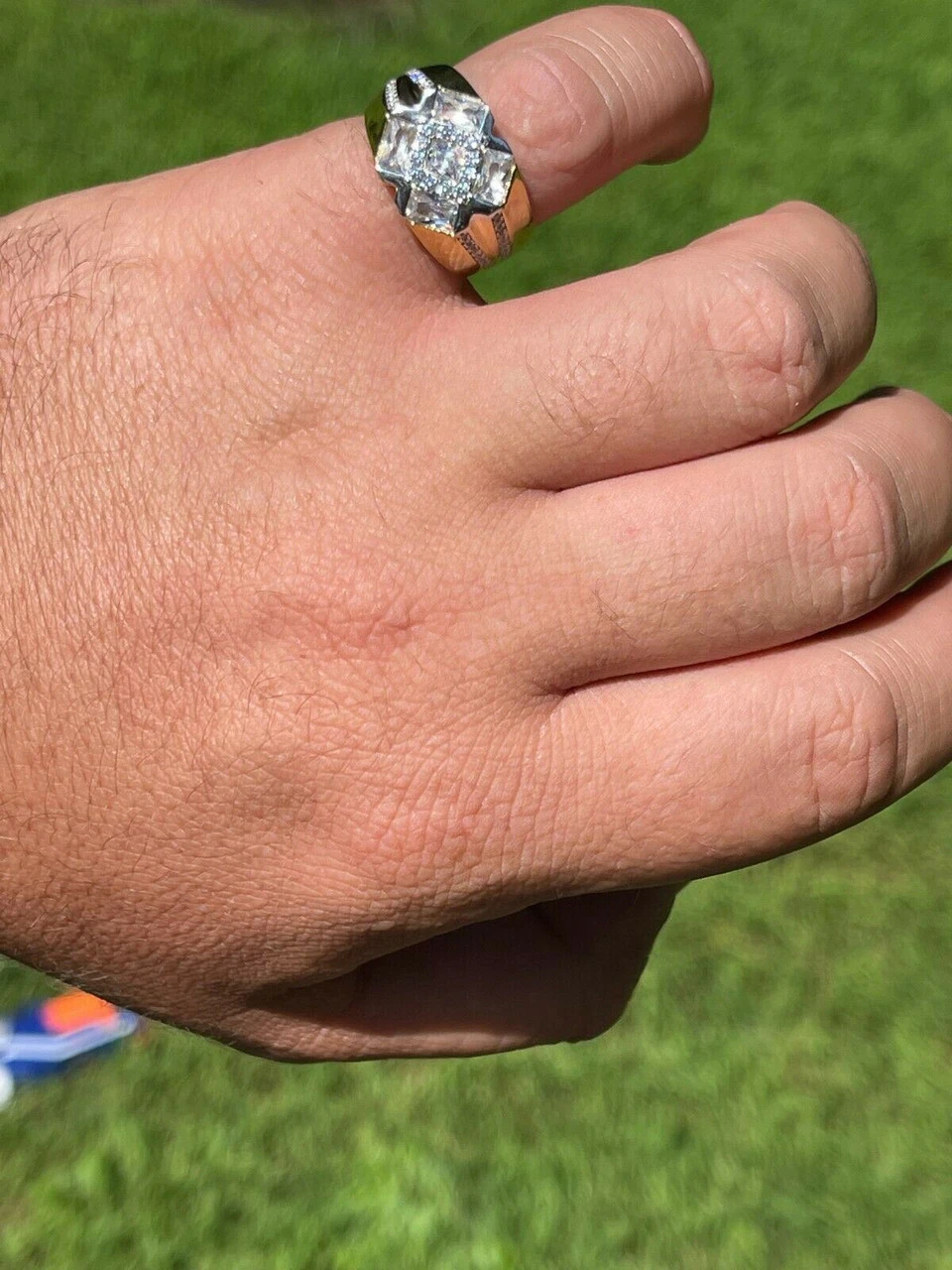 Men's Iced 14k Gold & Real Solid 925 Silver Diamond RING Size 6 7 8 9 10 11 12 5 Men's Iced 14k Gold & Real Solid 925 Silver Diamond RING Size 6 7 8 9 10 11 12 - Image 3