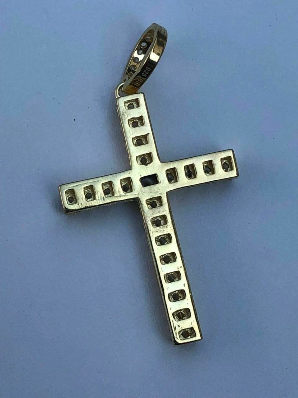 Men's Iced 14k Gold Over Real Solid 925 Silver Tennis Cross ICY Diamond W. Chain 6 Men's Iced 14k Gold Over Real Solid 925 Silver Tennis Cross ICY Diamond W. Chain - Image 4