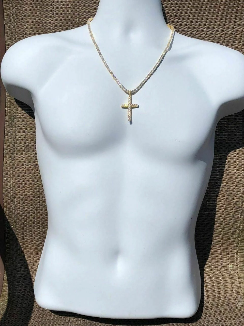 Men's Iced 14k Gold Over Real Solid 925 Silver Tennis Cross ICY Diamond W. Chain 13 Men's Iced 14k Gold Over Real Solid 925 Silver Tennis Cross ICY Diamond W. Chain - Image 11