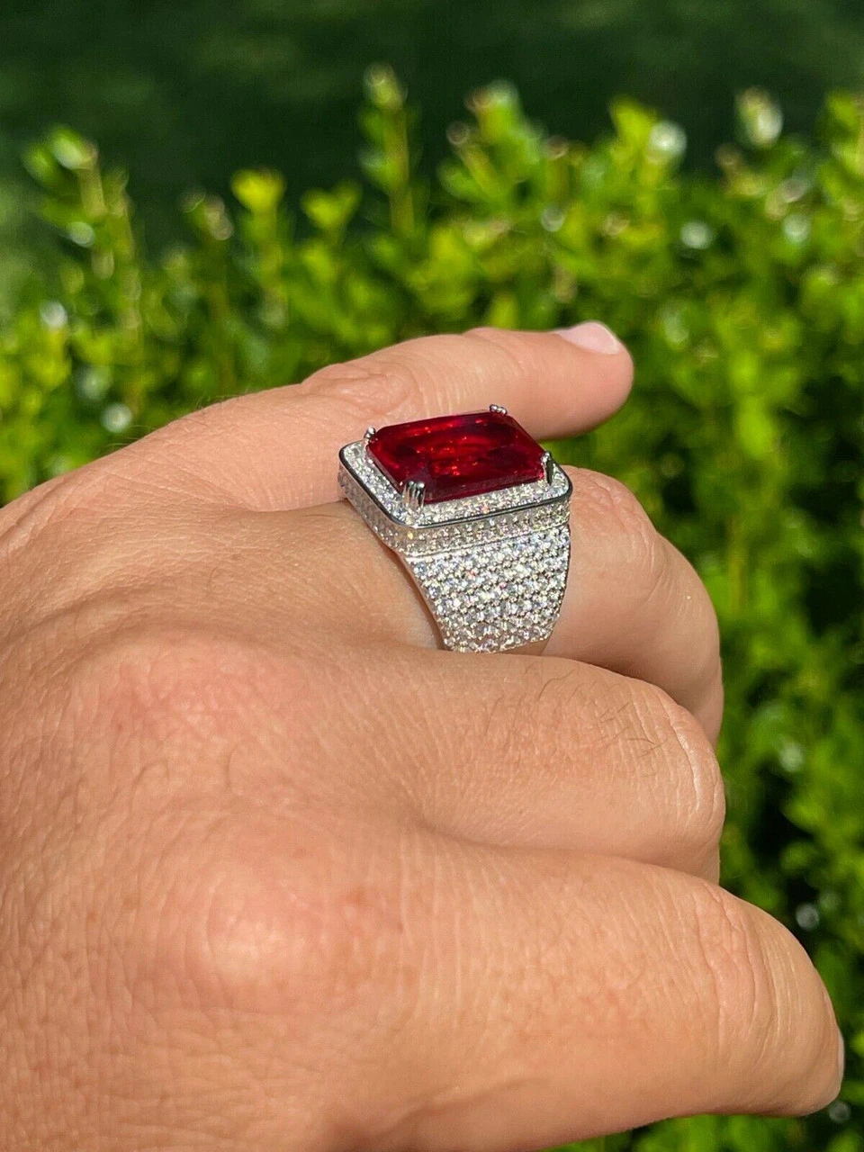 Mens Iced Flooded Out Diamond Real 925 Sterling Silver Ruby Red Stone Big Ring 12 Mens Iced Flooded Out Diamond Real 925 Sterling Silver Ruby Red Stone Big Ring - Image 10