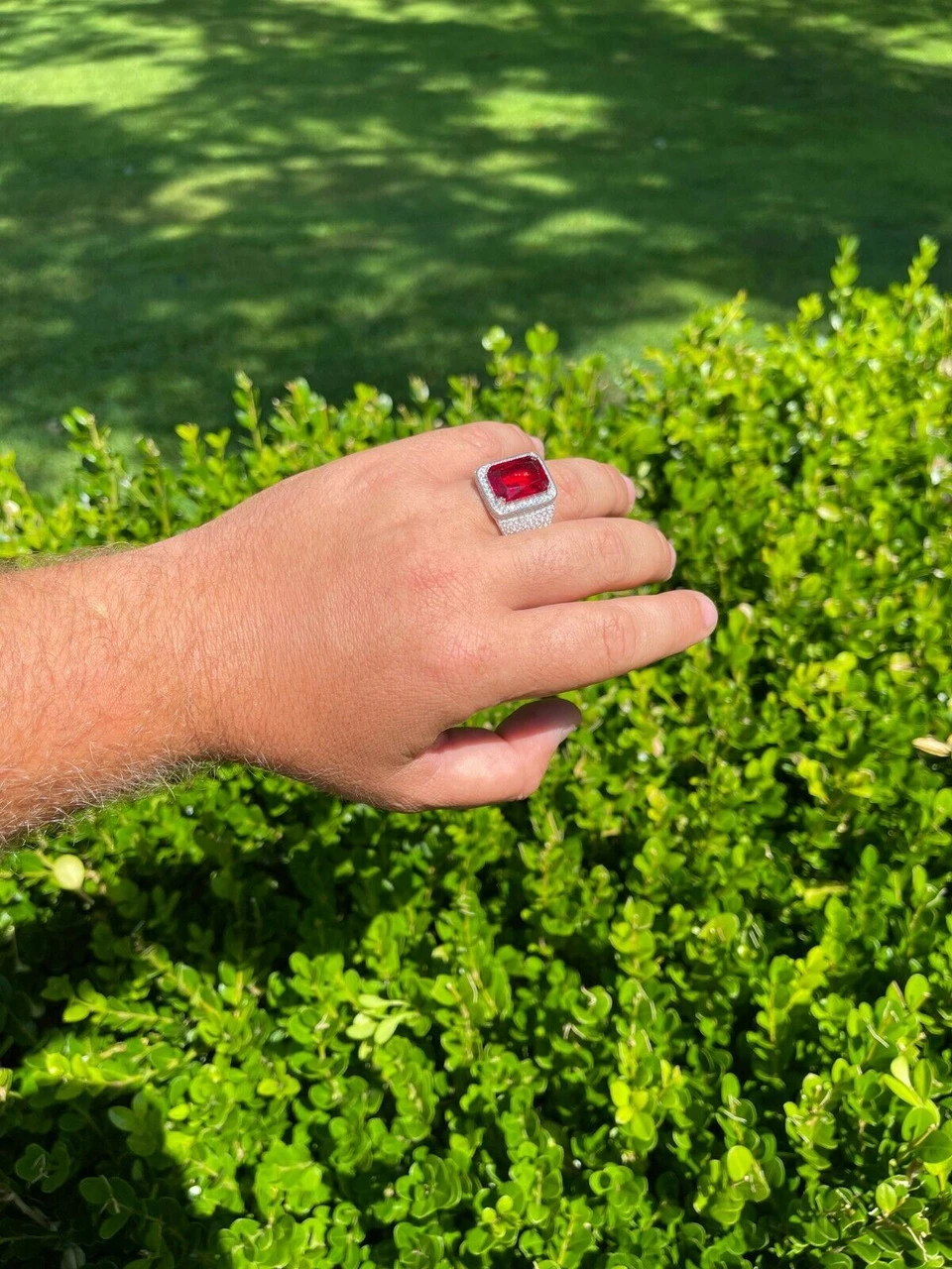 Mens Iced Flooded Out Diamond Real 925 Sterling Silver Ruby Red Stone Big Ring 10 Mens Iced Flooded Out Diamond Real 925 Sterling Silver Ruby Red Stone Big Ring - Image 8