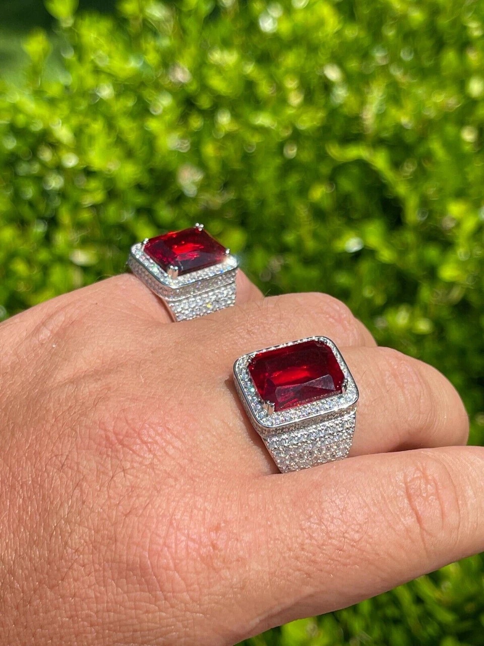 Mens Iced Flooded Out Diamond Real 925 Sterling Silver Ruby Red Stone Big Ring 9 Mens Iced Flooded Out Diamond Real 925 Sterling Silver Ruby Red Stone Big Ring - Image 7