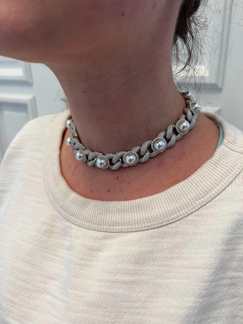 Mens Ladies Hip Hop Iced Moissanite Infinity Link 15mm Necklace W. Pearl 14-24" 17 Mens Ladies Hip Hop Iced Moissanite Infinity Link 15mm Necklace W. Pearl 14-24" - Image 15