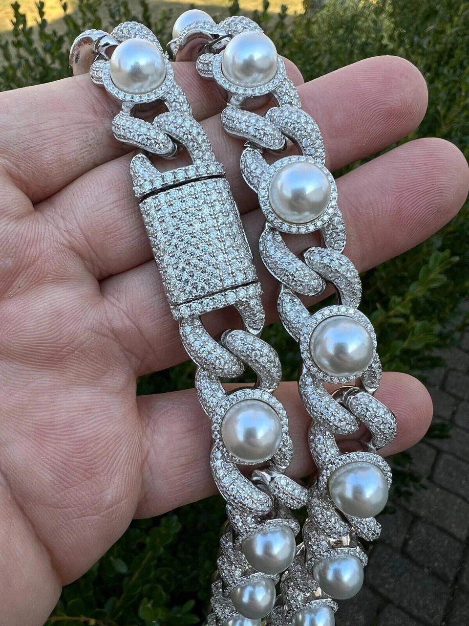 Mens Ladies Hip Hop Iced Moissanite Infinity Link 15mm Necklace W. Pearl 14-24" 15 Mens Ladies Hip Hop Iced Moissanite Infinity Link 15mm Necklace W. Pearl 14-24" - Image 13