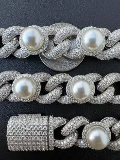 Mens Ladies Hip Hop Iced Moissanite Infinity Link 15mm Necklace W. Pearl 14-24" 21 Mens Ladies Hip Hop Iced Moissanite Infinity Link 15mm Necklace W. Pearl 14-24" -Harlem Bling Shop harlembling mens ladies hip hop iced moissanite infinity link 15mm necklace w pearl 14 24 37363.1672764918