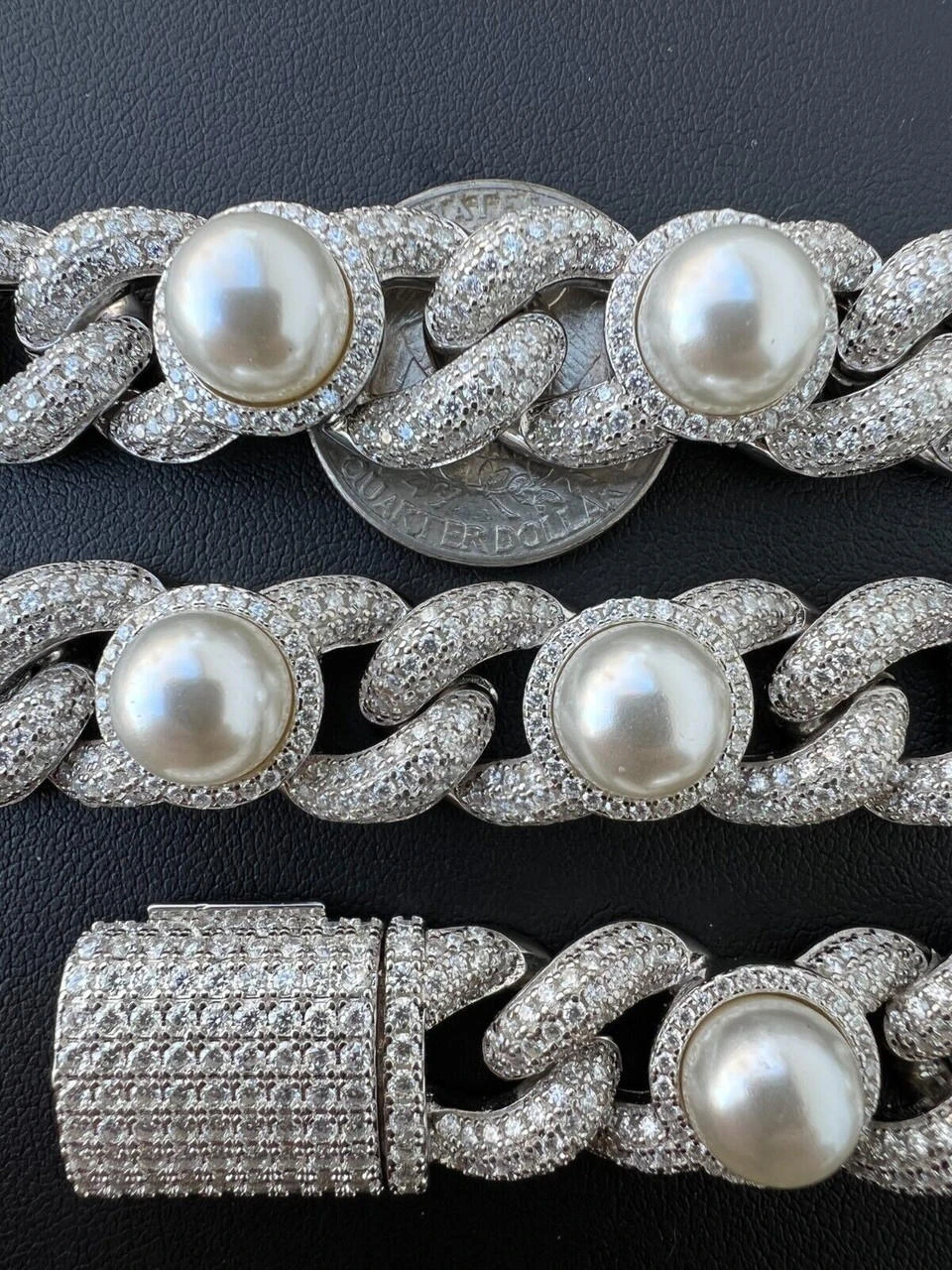 Mens Ladies Hip Hop Iced Moissanite Infinity Link 15mm Necklace W. Pearl 14-24" 7 Mens Ladies Hip Hop Iced Moissanite Infinity Link 15mm Necklace W. Pearl 14-24" - Image 5