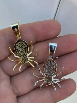 Mens Ladies Real 925 Sterling Silver Spider Pendant Necklace Iced Gold HipHop 1" 23 Mens Ladies Real 925 Sterling Silver Spider Pendant Necklace Iced Gold HipHop 1" -Harlem Bling Shop harlembling mens ladies real 925 sterling silver spider pendant necklace iced gold hiphop 1 09521.1664397336