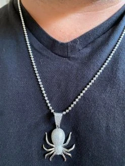 Mens Ladies Real 925 Sterling Silver Spider Pendant Necklace Iced Gold HipHop 1" 25 Mens Ladies Real 925 Sterling Silver Spider Pendant Necklace Iced Gold HipHop 1" -Harlem Bling Shop harlembling mens ladies real 925 sterling silver spider pendant necklace iced gold hiphop 1 23443.1664387254