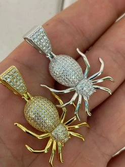 Mens Ladies Real 925 Sterling Silver Spider Pendant Necklace Iced Gold HipHop 1" 20 Mens Ladies Real 925 Sterling Silver Spider Pendant Necklace Iced Gold HipHop 1" -Harlem Bling Shop harlembling mens ladies real 925 sterling silver spider pendant necklace iced gold hiphop 1 48340.1664384286