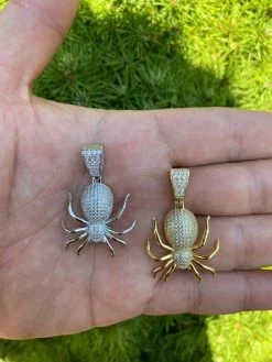 Mens Ladies Real 925 Sterling Silver Spider Pendant Necklace Iced Gold HipHop 1" 18 Mens Ladies Real 925 Sterling Silver Spider Pendant Necklace Iced Gold HipHop 1" -Harlem Bling Shop harlembling mens ladies real 925 sterling silver spider pendant necklace iced gold hiphop 1 52331.1664379970