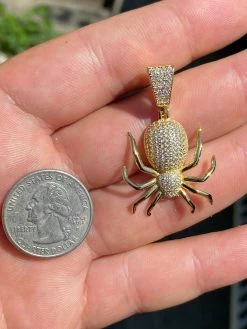 Mens Ladies Real 925 Sterling Silver Spider Pendant Necklace Iced Gold HipHop 1" 24 Mens Ladies Real 925 Sterling Silver Spider Pendant Necklace Iced Gold HipHop 1" -Harlem Bling Shop harlembling mens ladies real 925 sterling silver spider pendant necklace iced gold hiphop 1 54361.1664381546