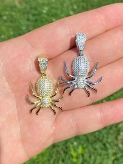Mens Ladies Real 925 Sterling Silver Spider Pendant Necklace Iced Gold HipHop 1" 21 Mens Ladies Real 925 Sterling Silver Spider Pendant Necklace Iced Gold HipHop 1" -Harlem Bling Shop harlembling mens ladies real 925 sterling silver spider pendant necklace iced gold hiphop 1 69951.1664383408
