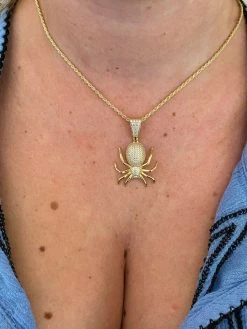 Mens Ladies Real 925 Sterling Silver Spider Pendant Necklace Iced Gold HipHop 1" 22 Mens Ladies Real 925 Sterling Silver Spider Pendant Necklace Iced Gold HipHop 1" -Harlem Bling Shop harlembling mens ladies real 925 sterling silver spider pendant necklace iced gold hiphop 1 75419.1664375170