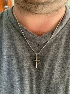 Mens Ladies Solid 925 Silver & 14k Gold Cross Jesus Piece 1-3" ITALY Necklace 20 Mens Ladies Solid 925 Silver & 14k Gold Cross Jesus Piece 1-3" ITALY Necklace -Harlem Bling Shop harlembling mens ladies solid 925 silver and 14k gold cross jesus piece 1 3 italy necklace 03334.1664398200