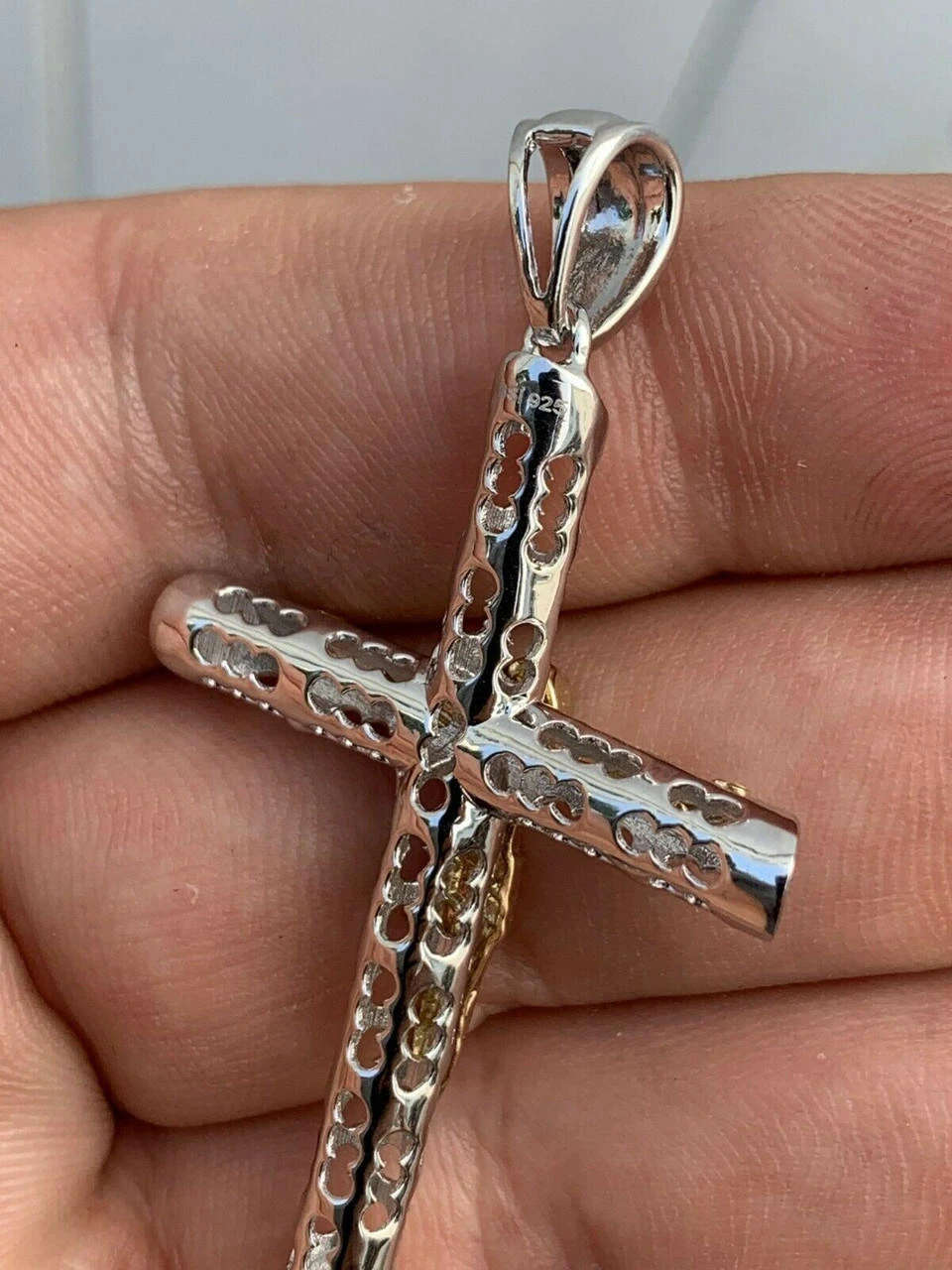 Mens Ladies Solid 925 Silver & 14k Gold Cross Jesus Piece 1-3" ITALY Necklace 12 Mens Ladies Solid 925 Silver & 14k Gold Cross Jesus Piece 1-3" ITALY Necklace - Image 10