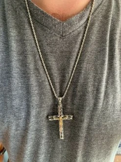 Mens Ladies Solid 925 Silver & 14k Gold Cross Jesus Piece 1-3" ITALY Necklace 21 Mens Ladies Solid 925 Silver & 14k Gold Cross Jesus Piece 1-3" ITALY Necklace -Harlem Bling Shop harlembling mens ladies solid 925 silver and 14k gold cross jesus piece 1 3 italy necklace 89591.1664375120