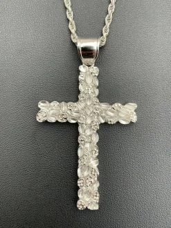 Mens Large 2.25" Solid 925 Sterling Silver Nugget Cross Pendant Crucifix Chain 19 Mens Large 2.25" Solid 925 Sterling Silver Nugget Cross Pendant Crucifix Chain -Harlem Bling Shop harlembling mens large 2.25 solid 925 sterling silver nugget cross pendant crucifix chain 02549.1664395092