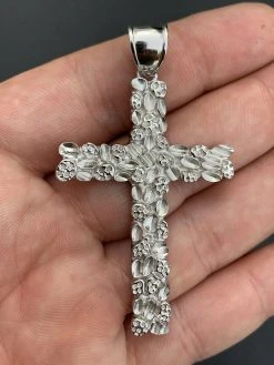 Mens Large 2.25" Solid 925 Sterling Silver Nugget Cross Pendant Crucifix Chain 12 Mens Large 2.25" Solid 925 Sterling Silver Nugget Cross Pendant Crucifix Chain -Harlem Bling Shop harlembling mens large 2.25 solid 925 sterling silver nugget cross pendant crucifix chain 57374.1664393910