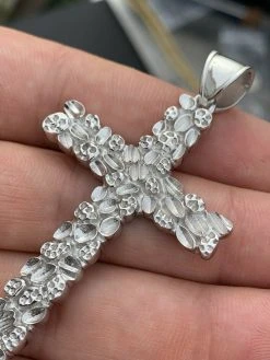 Mens Large 2.25" Solid 925 Sterling Silver Nugget Cross Pendant Crucifix Chain 13 Mens Large 2.25" Solid 925 Sterling Silver Nugget Cross Pendant Crucifix Chain -Harlem Bling Shop harlembling mens large 2.25 solid 925 sterling silver nugget cross pendant crucifix chain 80381.1664400458