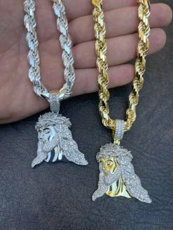 Mens Large 925 Silver / Gold Bust Down Jesus Piece Iced Hip Hop Necklace Diamond 21 Mens Large 925 Silver / Gold Bust Down Jesus Piece Iced Hip Hop Necklace Diamond -Harlem Bling Shop harlembling mens large 925 silver gold bust down jesus piece iced hip hop necklace diamond 19714.1664358649