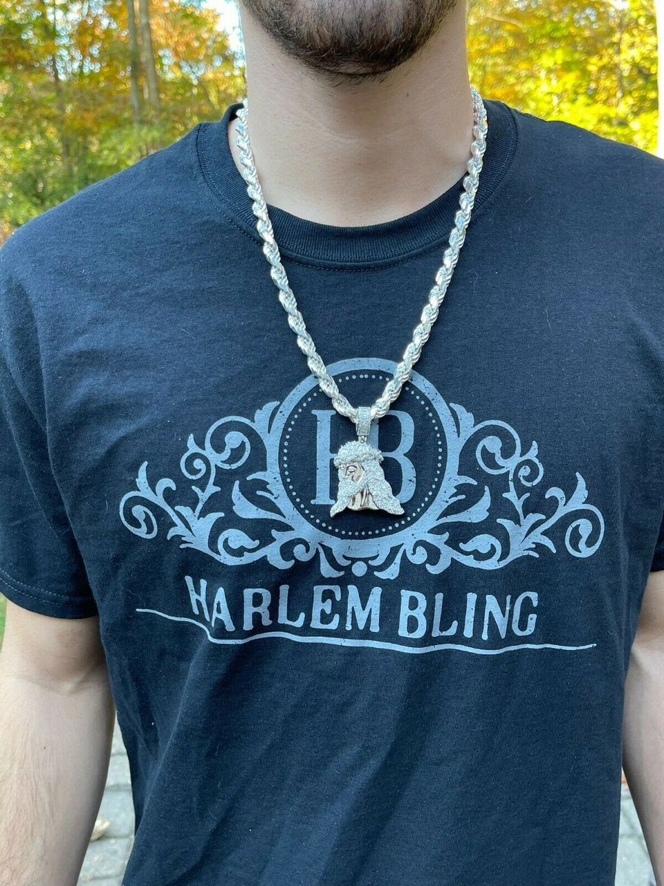 Mens Large 925 Silver / Gold Bust Down Jesus Piece Iced Hip Hop Necklace Diamond 7 Mens Large 925 Silver / Gold Bust Down Jesus Piece Iced Hip Hop Necklace Diamond - Image 5