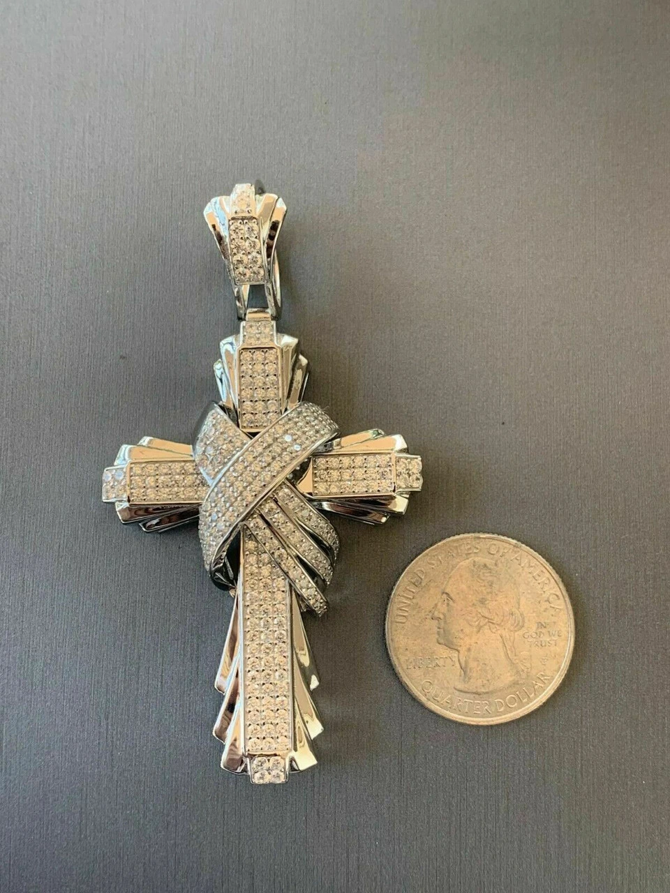 Men's Large Cross Pendant Solid 925 Sterling Silver 14k Gold Plated ICY Hip Hop 11 Men's Large Cross Pendant Solid 925 Sterling Silver 14k Gold Plated ICY Hip Hop - Image 9