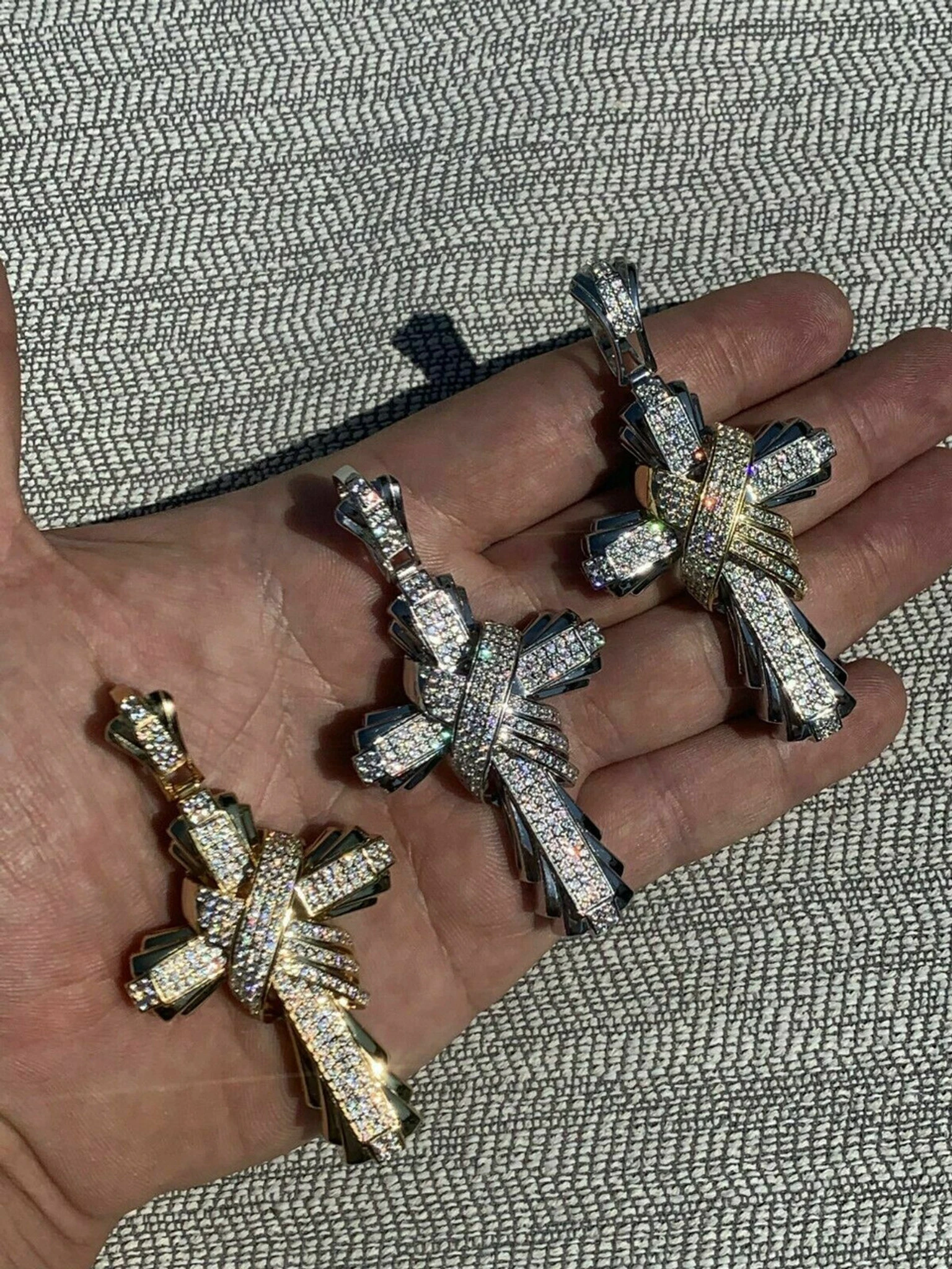 Men's Large Cross Pendant Solid 925 Sterling Silver 14k Gold Plated ICY Hip Hop 3 Men's Large Cross Pendant Solid 925 Sterling Silver 14k Gold Plated ICY Hip Hop