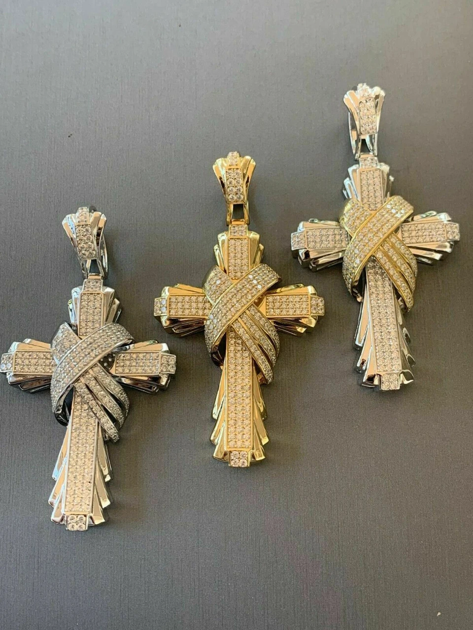 Men's Large Cross Pendant Solid 925 Sterling Silver 14k Gold Plated ICY Hip Hop 10 Men's Large Cross Pendant Solid 925 Sterling Silver 14k Gold Plated ICY Hip Hop - Image 8