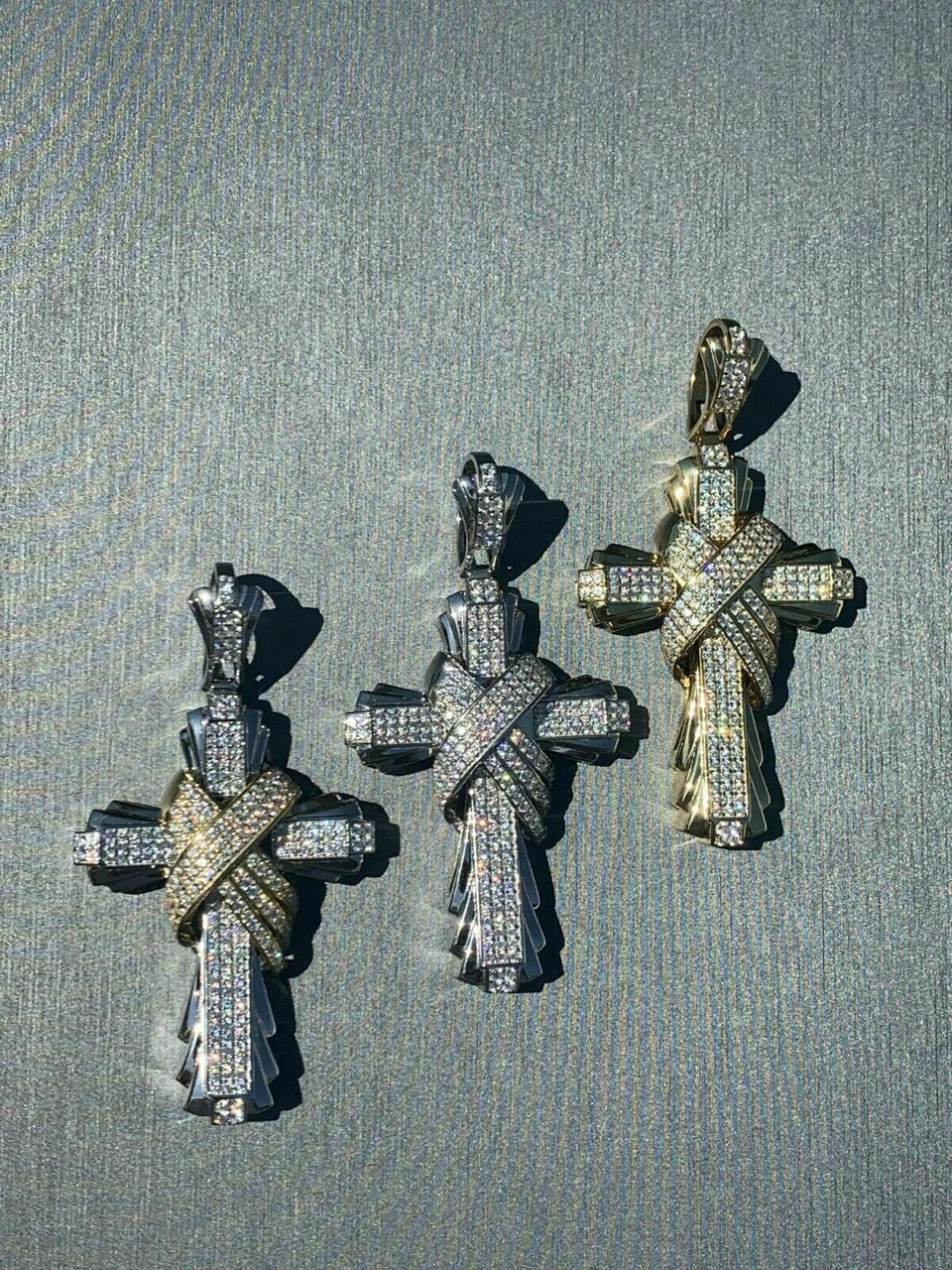 Men's Large Cross Pendant Solid 925 Sterling Silver 14k Gold Plated ICY Hip Hop 4 Men's Large Cross Pendant Solid 925 Sterling Silver 14k Gold Plated ICY Hip Hop - Image 2