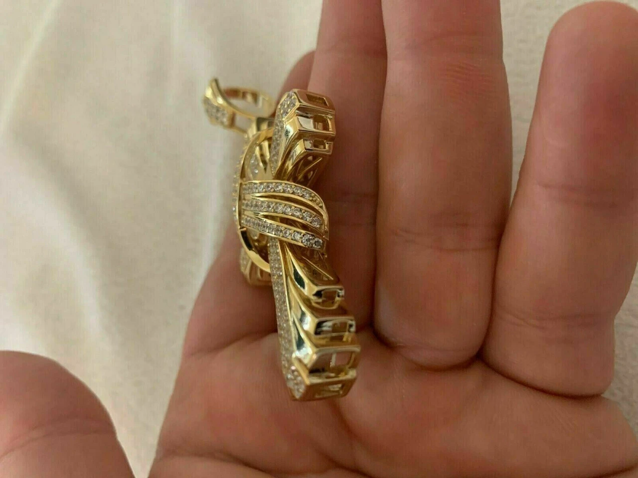 Men's Large Cross Pendant Solid 925 Sterling Silver 14k Gold Plated ICY Hip Hop 13 Men's Large Cross Pendant Solid 925 Sterling Silver 14k Gold Plated ICY Hip Hop - Image 11