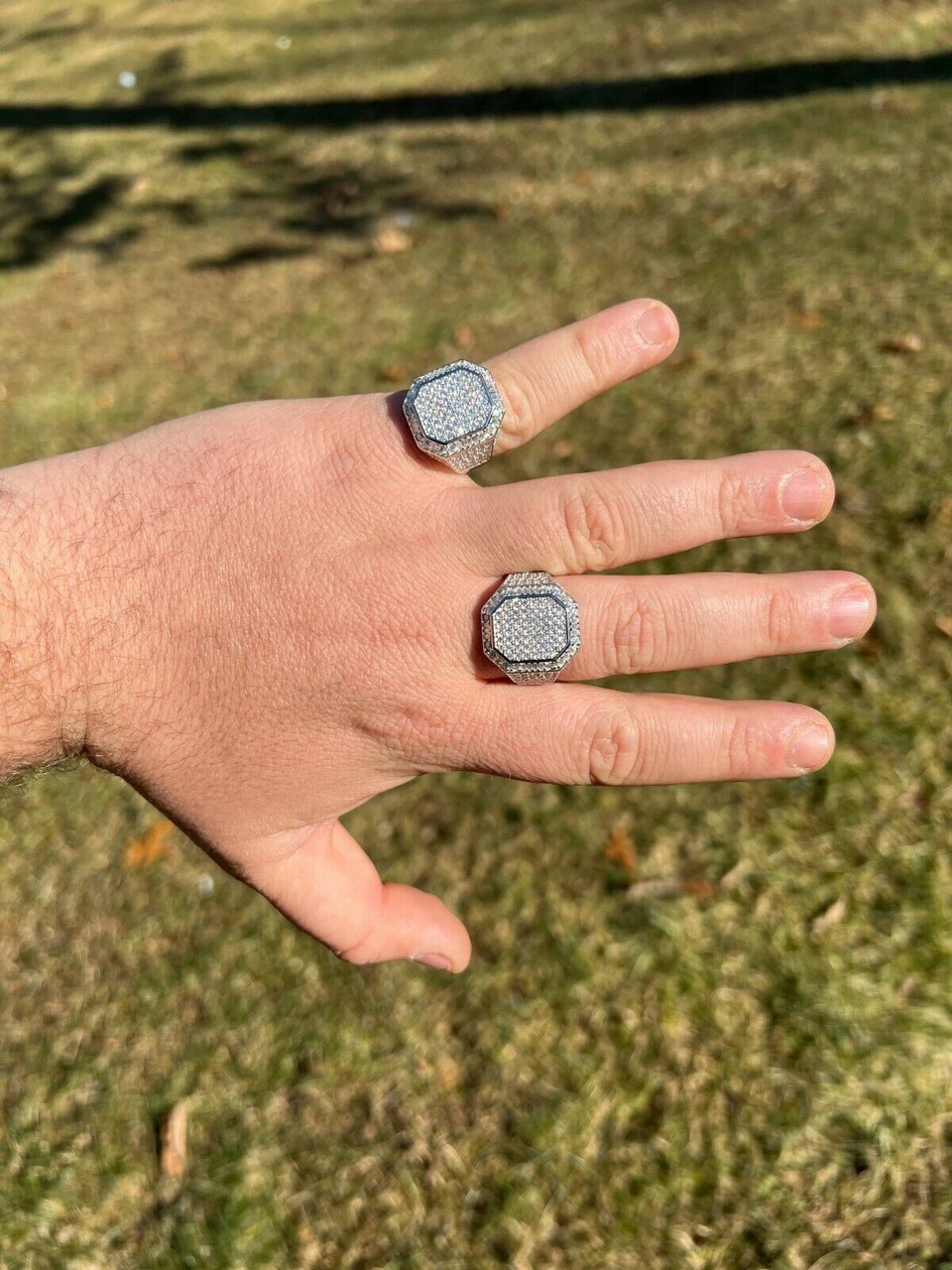 Men's Large Real 925 Silver 3ct MOISSANITE Pinky RING Hip Hop Pass Diamond Test 4 Men's Large Real 925 Silver 3ct MOISSANITE Pinky RING Hip Hop Pass Diamond Test - Image 2