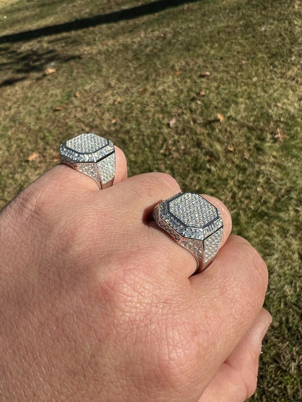 Men's Large Real 925 Silver 3ct MOISSANITE Pinky RING Hip Hop Pass Diamond Test 6 Men's Large Real 925 Silver 3ct MOISSANITE Pinky RING Hip Hop Pass Diamond Test - Image 4