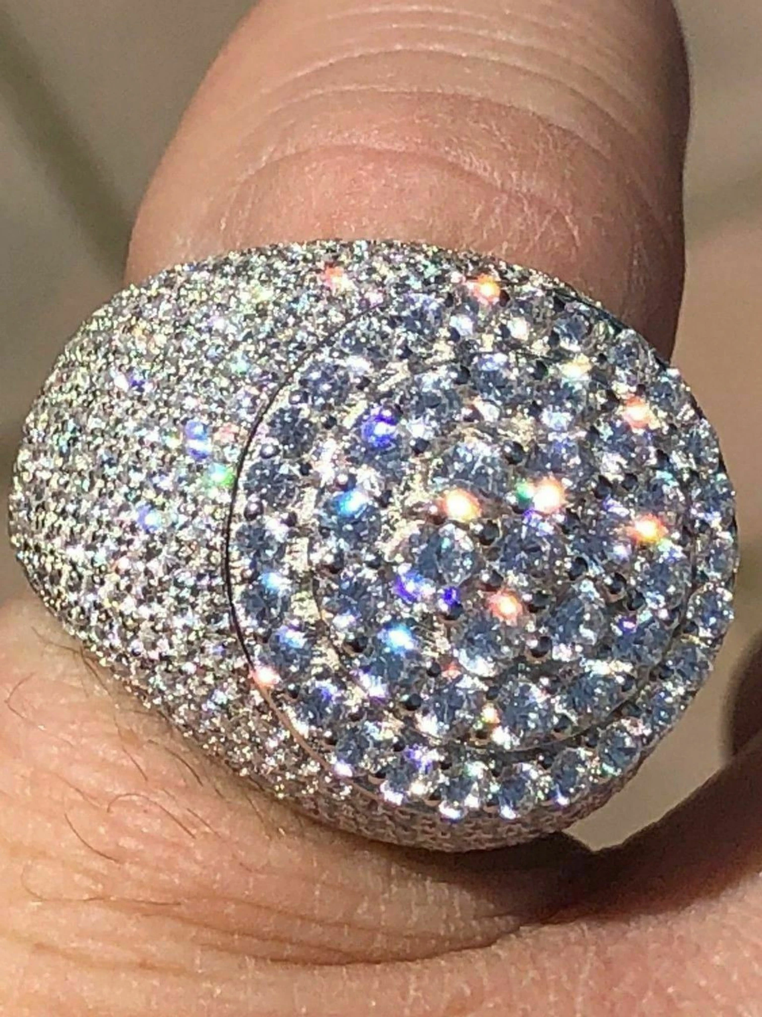 Men's Large Round Solid 925 Silver 10ct Diamond Pinky RING ICY HIP-HOP Size 7-13 3 Men's Large Round Solid 925 Silver 10ct Diamond Pinky RING ICY HIP-HOP Size 7-13